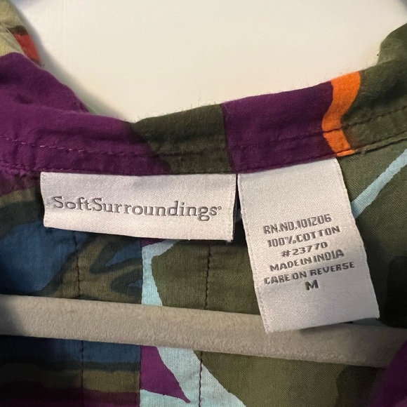 Soft Surroundings Sadie Purple Floral Button Front Longline Tunic Top Pockets Sm - Picture 3 of 8